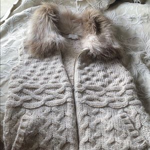 Loft cable knit zip up vest